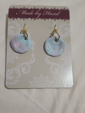 Hand Crafted Cotton Candy Clouds Polymer Clay Earrings